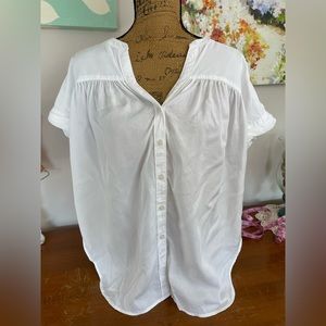 Lou & Grey white batwing button down shirt